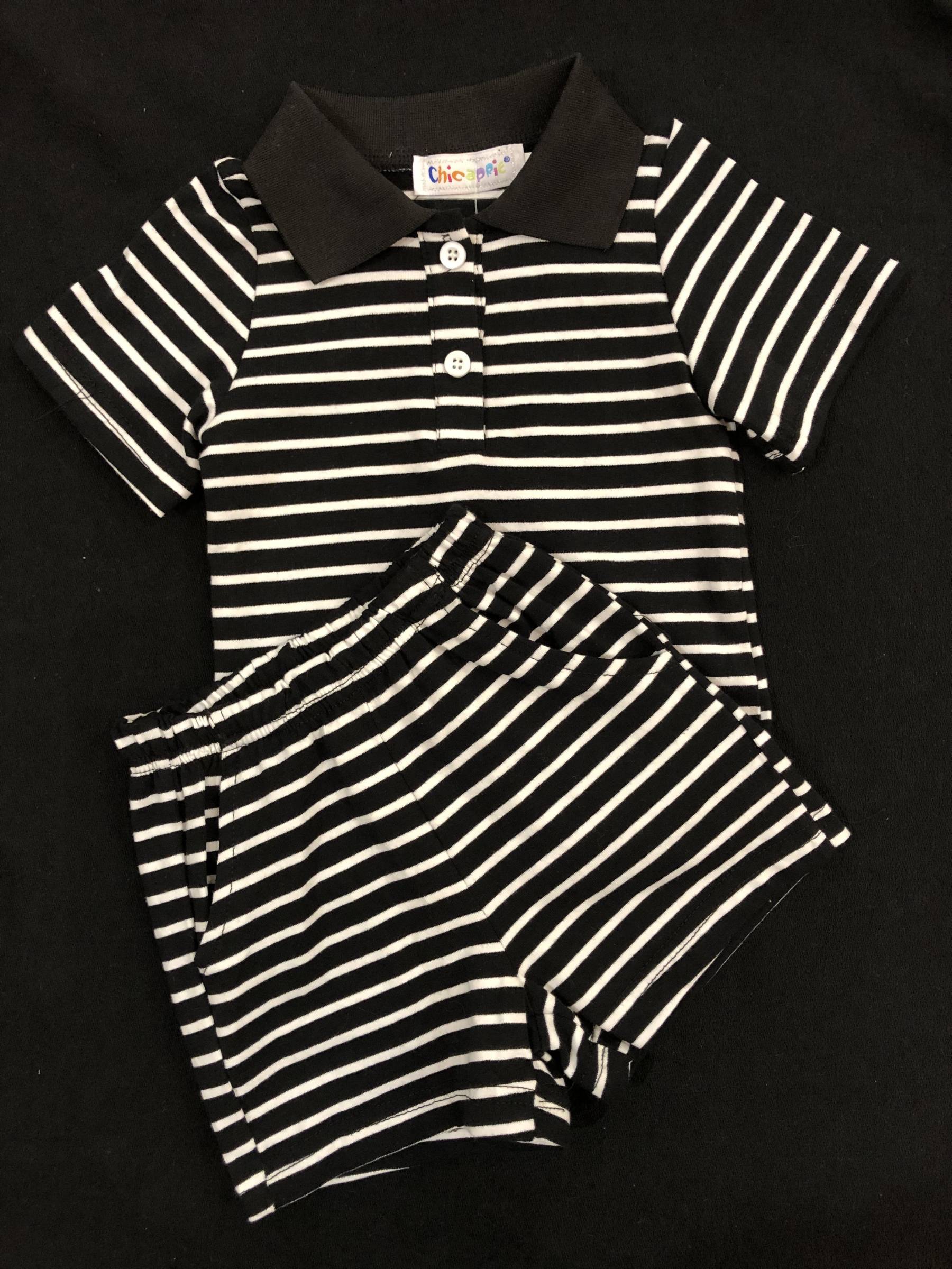 Ensemble garçon noir à rayures blanche 
